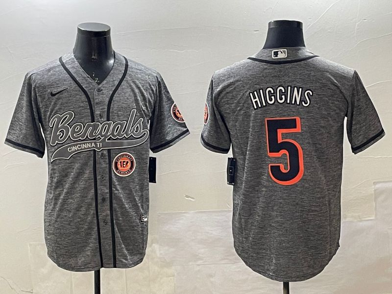 Men Cincinnati Bengals #5 Hiccins Grey Joint Name 2025 Nike Limited NFL Jersey style 5